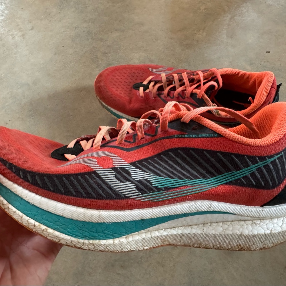 Saucony Vibrant Red and Black Sneakers